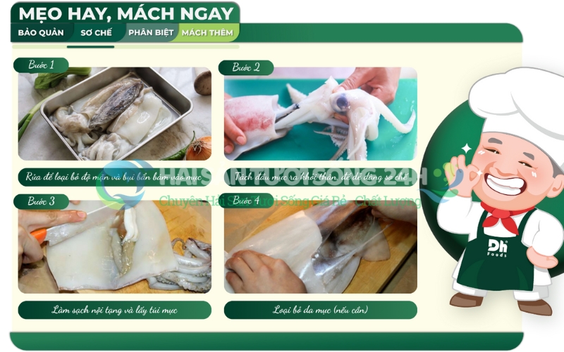 Hướng dẫn sơ chế Mực mai sạch sẽ, khử sạch mùi tanh