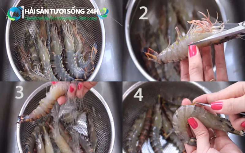 Cách làm tôm he nướng muối ớt siêu ngon - Bí quyết từ Hải Sản Tươi Sống 24h 4 Sơ chế tôm