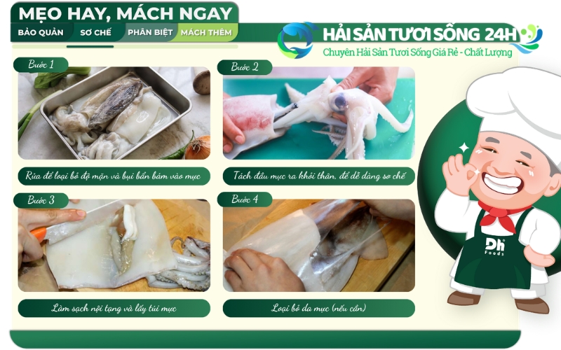 Cách sơ chế mực mai không bị tanh